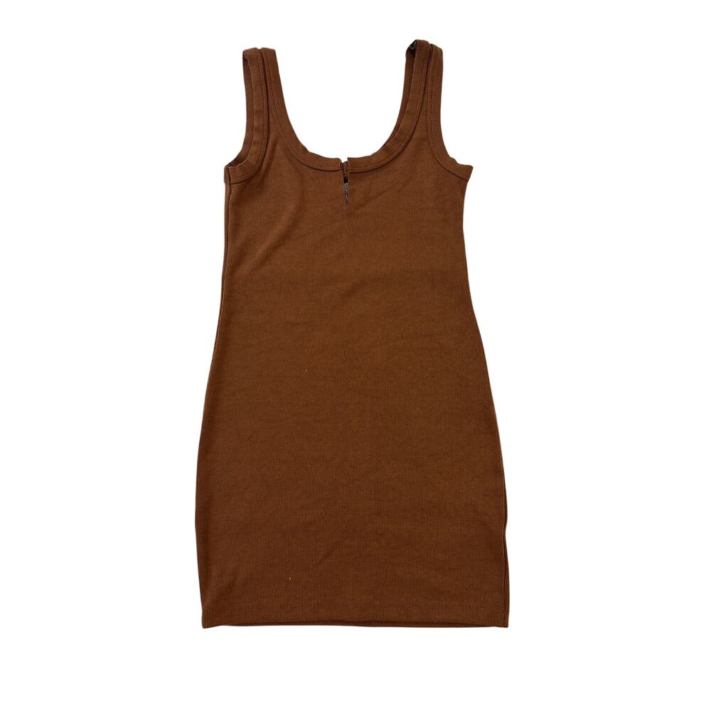 Angie Brown Ribbed Sleeveless Body Con Casual Mini Dress Size Small